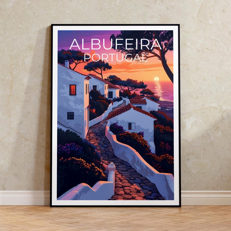Albufeira Print Poster, Portugal Wall Art, Albufeira Poster, Travel Gift Idea, Portugal Illustration, Europe Poster