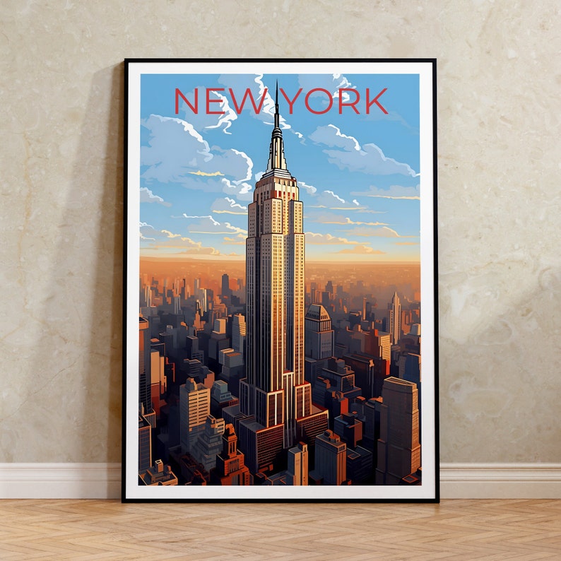 New York City Travel Poster, New York Wall Art, New York Print, New York City Poster, Empire State Building Poster, City Poster
