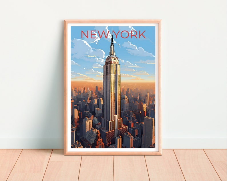 New York City Travel Poster, New York Wall Art, New York Print, New York City Poster, Empire State Building Poster, City Poster