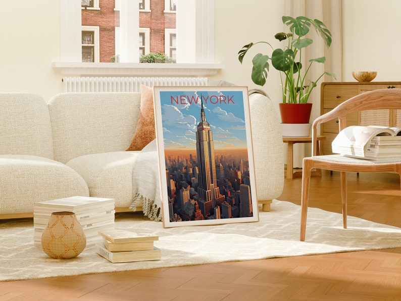 New York City Travel Poster, New York Wall Art, New York Print, New York City Poster, Empire State Building Poster, City Poster