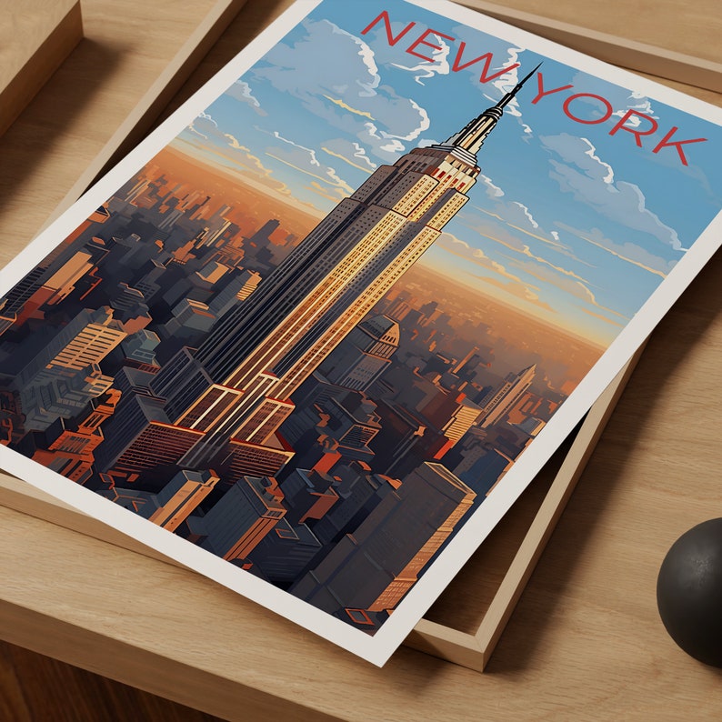 New York City Travel Poster, New York Wall Art, New York Print, New York City Poster, Empire State Building Poster, City Poster