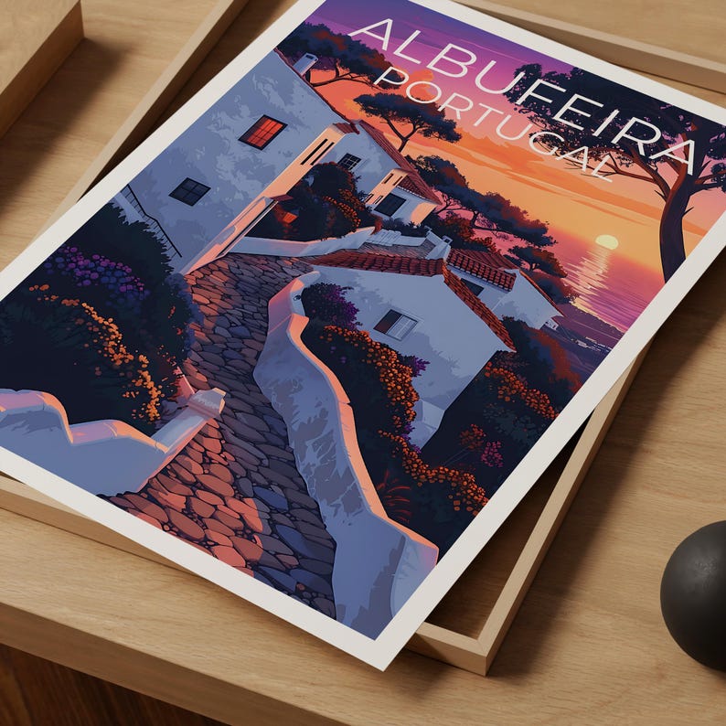 Albufeira Print Poster, Portugal Wall Art, Albufeira Poster, Travel Gift Idea, Portugal Illustration, Europe Poster