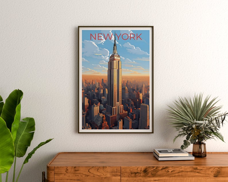 New York City Travel Poster, New York Wall Art, New York Print, New York City Poster, Empire State Building Poster, City Poster