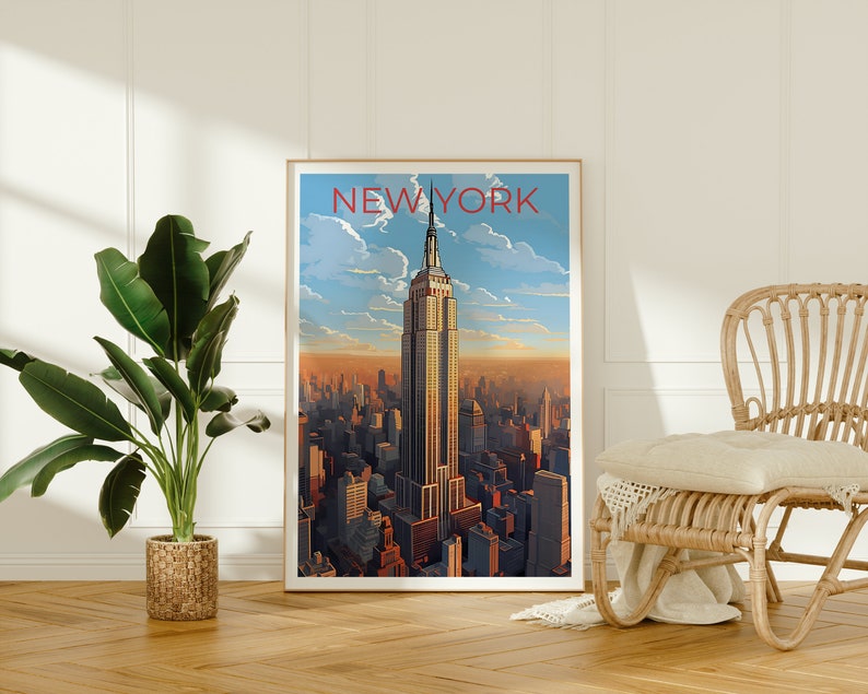 New York City Travel Poster, New York Wall Art, New York Print, New York City Poster, Empire State Building Poster, City Poster