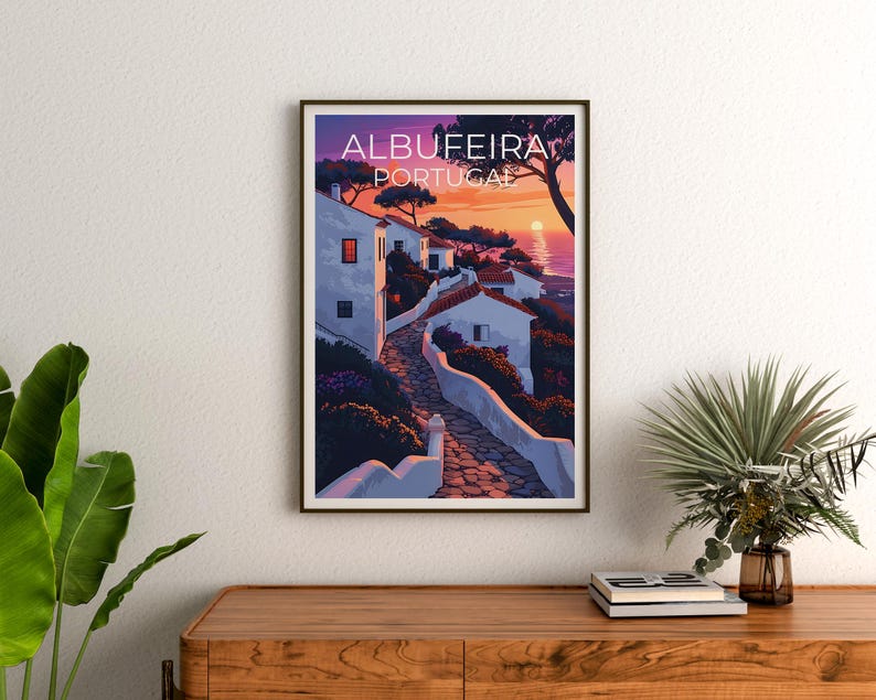 Albufeira Print Poster, Portugal Wall Art, Albufeira Poster, Travel Gift Idea, Portugal Illustration, Europe Poster
