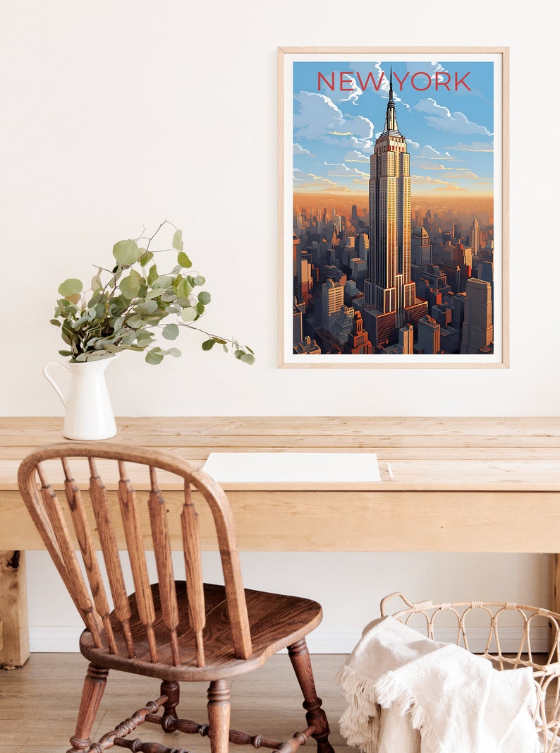 New York City Travel Poster, New York Wall Art, New York Print, New York City Poster, Empire State Building Poster, City Poster