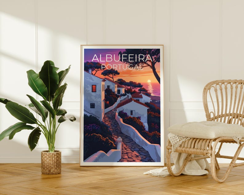 Albufeira Print Poster, Portugal Wall Art, Albufeira Poster, Travel Gift Idea, Portugal Illustration, Europe Poster