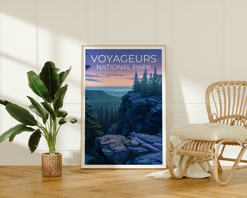 Affiche de voyage du parc des Voyageurs, art mural du Minnesota, impression du Minnesota, affiche du parc des Voyageurs, affiche du Minnesota, art du parc des Voyageurs