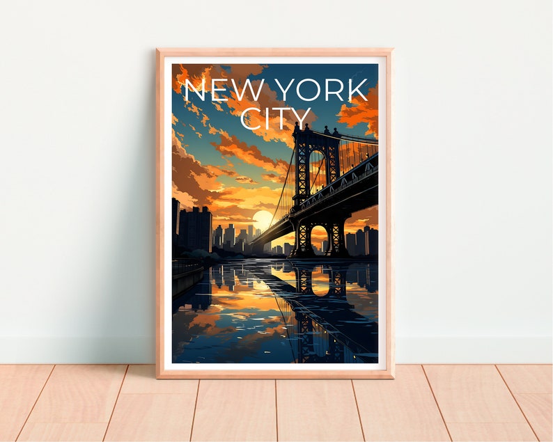 New York Travel Poster, Manhattan Bridge Wall Art, Manhattan Bridge Print, New York Poster, Manhattan Bridge Poster, City Poster