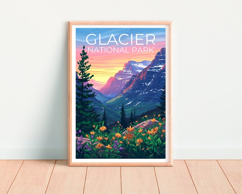 Glacier National Park Poster, Montana Poster, Montana Print, Glacier Park Poster, Montana Print, Mountain Poster, Hiking Gift, Montana Art