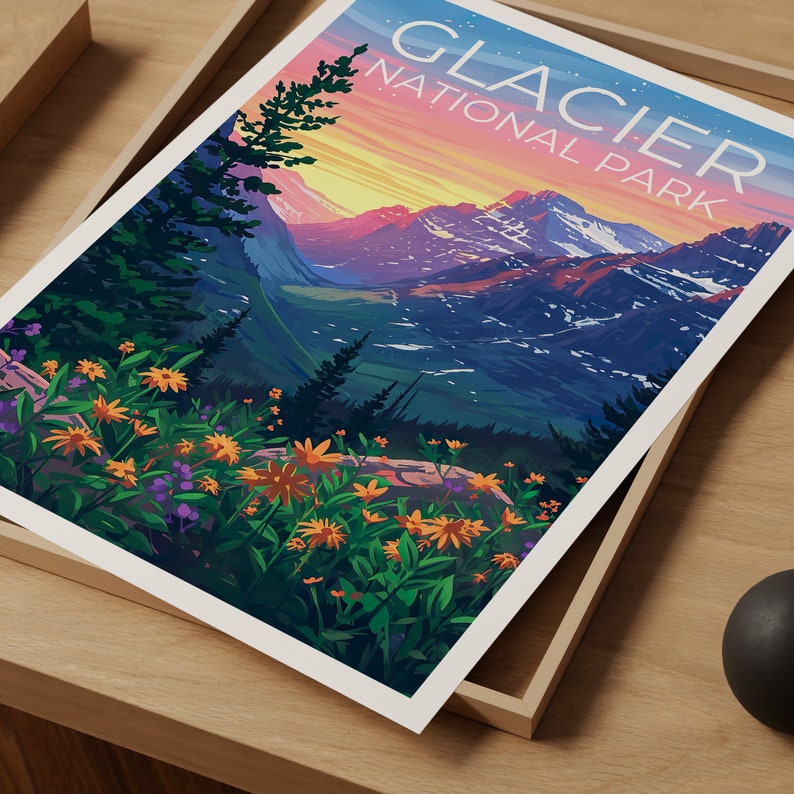 Glacier National Park Poster, Montana Poster, Montana Print, Glacier Park Poster, Montana Print, Mountain Poster, Hiking Gift, Montana Art