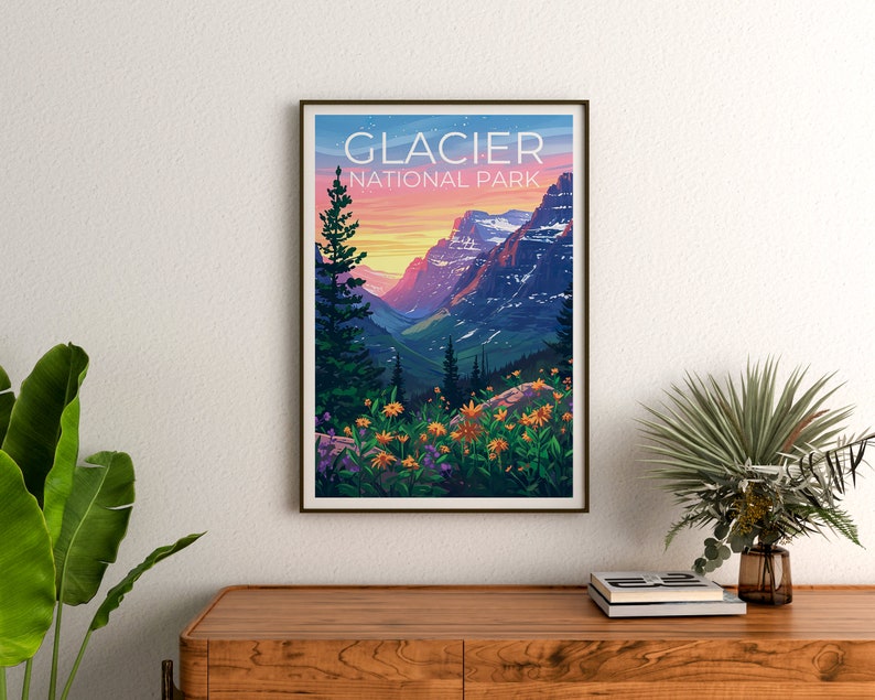 Glacier National Park Poster, Montana Poster, Montana Print, Glacier Park Poster, Montana Print, Mountain Poster, Hiking Gift, Montana Art