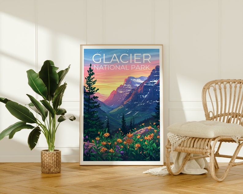 Glacier National Park Poster, Montana Poster, Montana Print, Glacier Park Poster, Montana Print, Mountain Poster, Hiking Gift, Montana Art