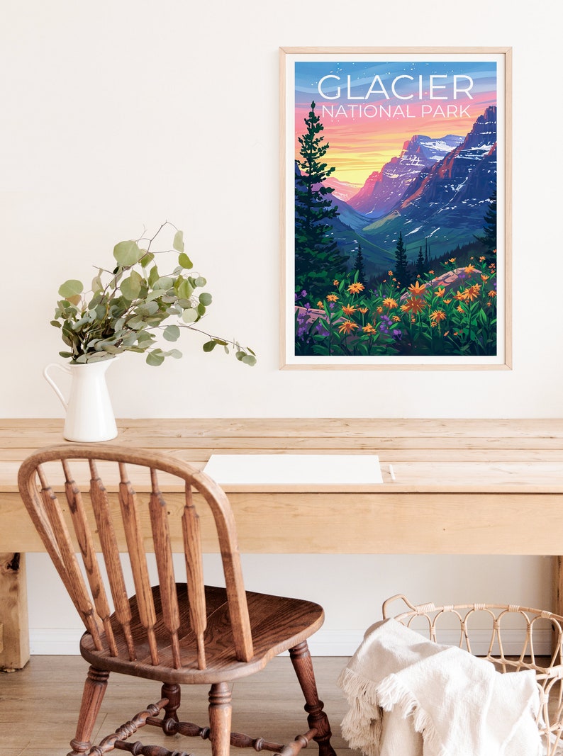 Glacier National Park Poster, Montana Poster, Montana Print, Glacier Park Poster, Montana Print, Mountain Poster, Hiking Gift, Montana Art