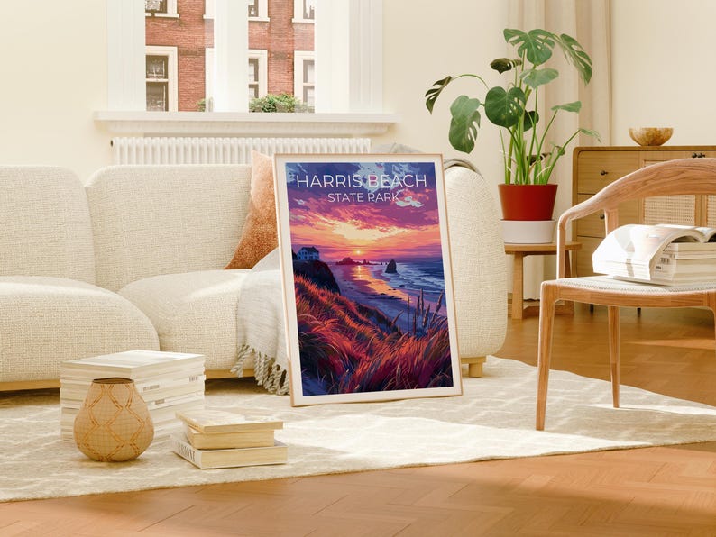Harris Beach State Park Travel Print, Oregon Poster, Coast Wall Art, Harris Beach Poster, Home Decor, Birthday Gift