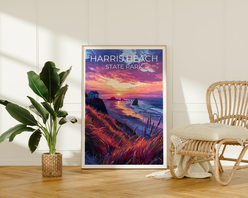 Harris Beach State Park Travel Print, Oregon Poster, Coast Wall Art, Harris Beach Poster, Home Decor, Birthday Gift