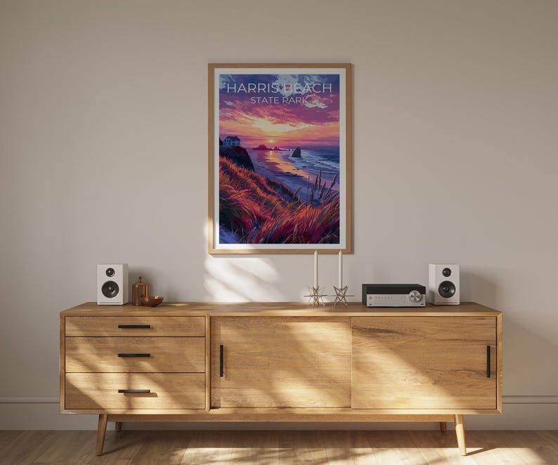 Harris Beach State Park Travel Print, Oregon Poster, Coast Wall Art, Harris Beach Poster, Home Decor, Birthday Gift