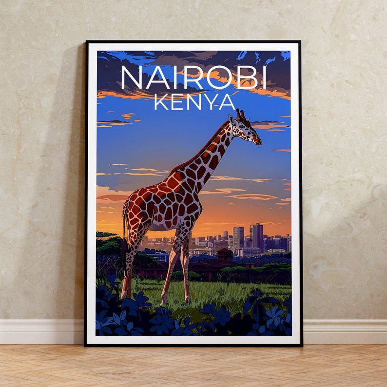 Nairobi Poster, Nairobi Print, Kenya Art, Kenya Print, Nairobi Travel Poster, Giraffe Poster, Nairobi Wall Art