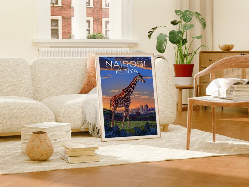 Nairobi Poster, Nairobi Print, Kenya Art, Kenya Print, Nairobi Travel Poster, Giraffe Poster, Nairobi Wall Art