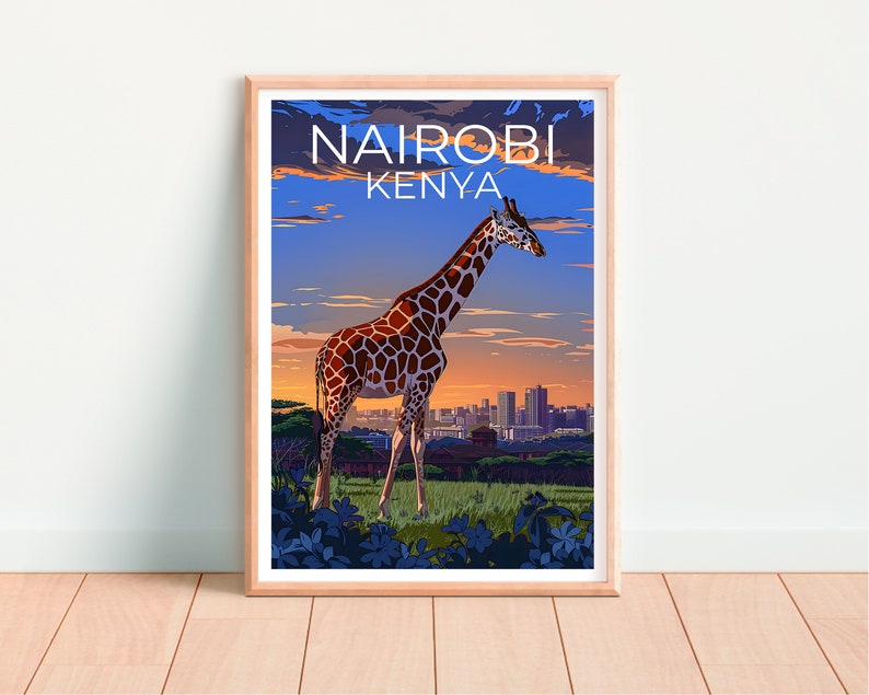 Nairobi Poster, Nairobi Print, Kenya Art, Kenya Print, Nairobi Travel Poster, Giraffe Poster, Nairobi Wall Art