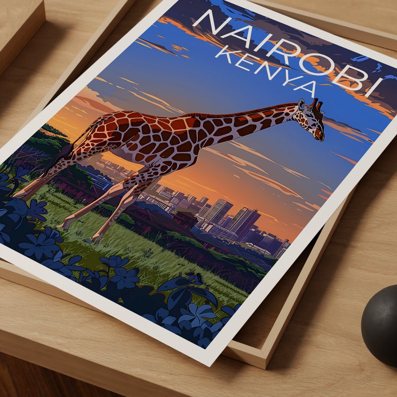 Nairobi Poster, Nairobi Print, Kenya Art, Kenya Print, Nairobi Travel Poster, Giraffe Poster, Nairobi Wall Art