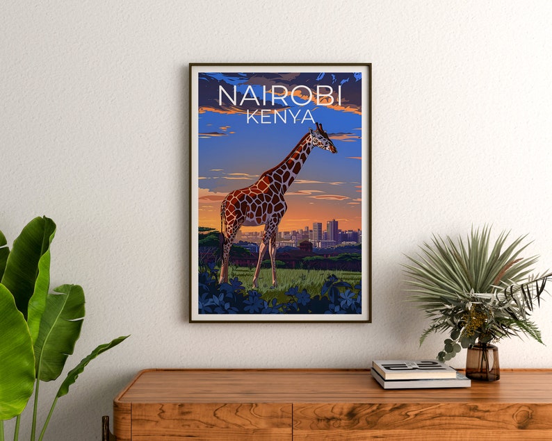 Nairobi Poster, Nairobi Print, Kenya Art, Kenya Print, Nairobi Travel Poster, Giraffe Poster, Nairobi Wall Art