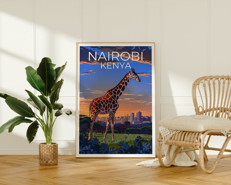 Nairobi Poster, Nairobi Print, Kenya Art, Kenya Print, Nairobi Travel Poster, Giraffe Poster, Nairobi Wall Art