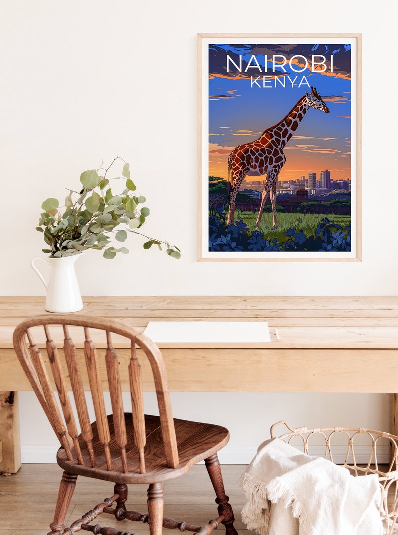Nairobi Poster, Nairobi Print, Kenya Art, Kenya Print, Nairobi Travel Poster, Giraffe Poster, Nairobi Wall Art