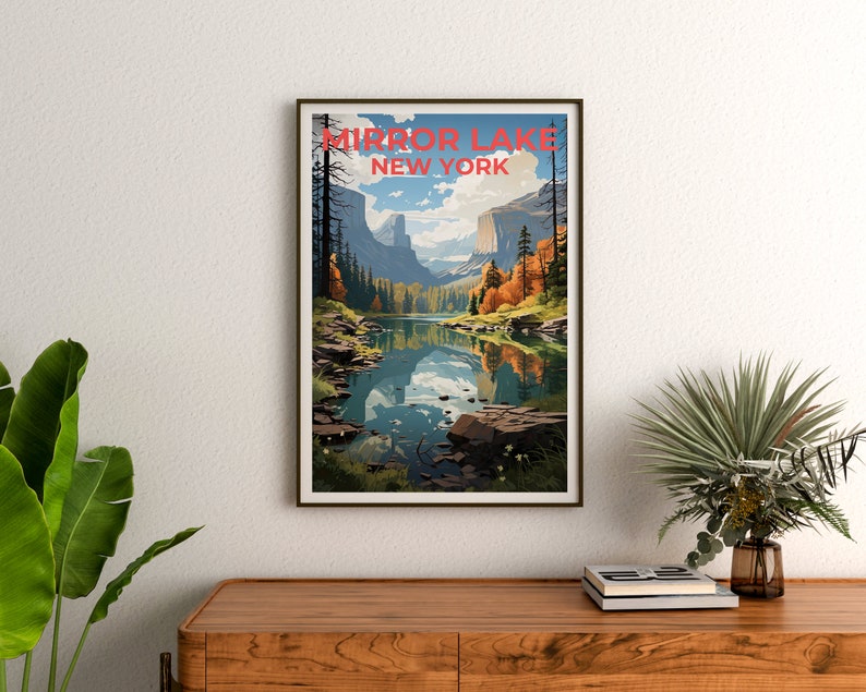 Mirror Lake Travel Poster, New York Wall Art, New York Print, Mirror Lake Poster, New York Poster, Nature Poster, Mirror Lake Art