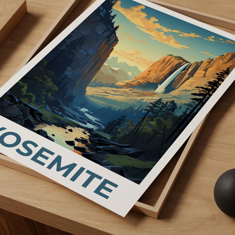 Yosemite Poster, Yosemite Art, Yosemite Waterfall Print, California Poster, National Park Print, Birthday Gift, Home Decor