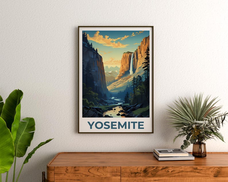 Yosemite Poster, Yosemite Art, Yosemite Waterfall Print, California Poster, National Park Print, Birthday Gift, Home Decor