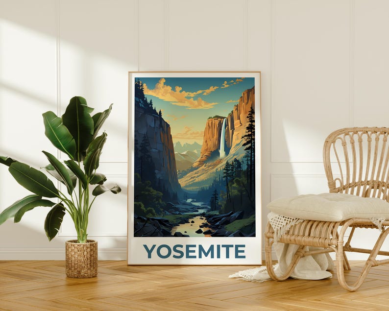 Yosemite Poster, Yosemite Art, Yosemite Waterfall Print, California Poster, National Park Print, Birthday Gift, Home Decor