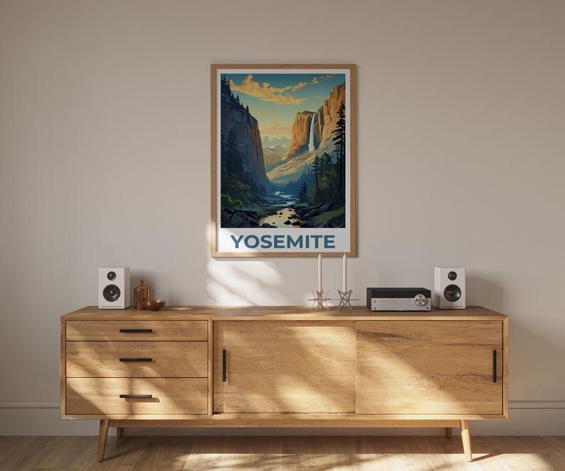 Yosemite Poster, Yosemite Art, Yosemite Waterfall Print, California Poster, National Park Print, Birthday Gift, Home Decor