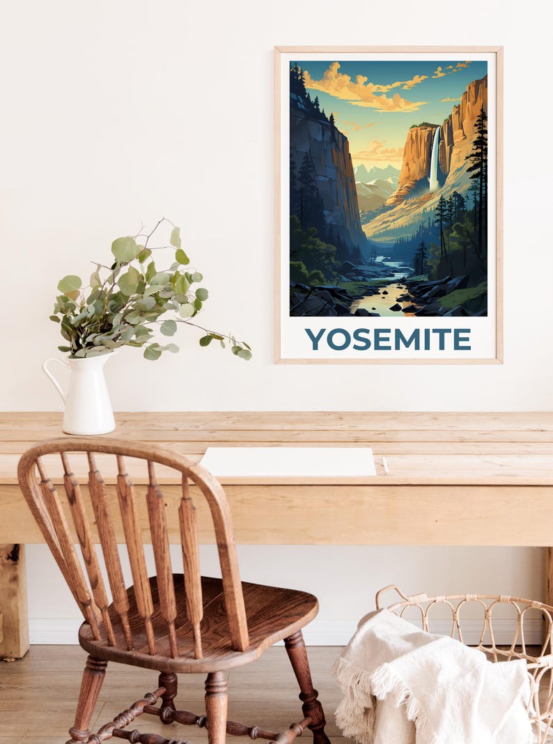 Yosemite Poster, Yosemite Art, Yosemite Waterfall Print, California Poster, National Park Print, Birthday Gift, Home Decor
