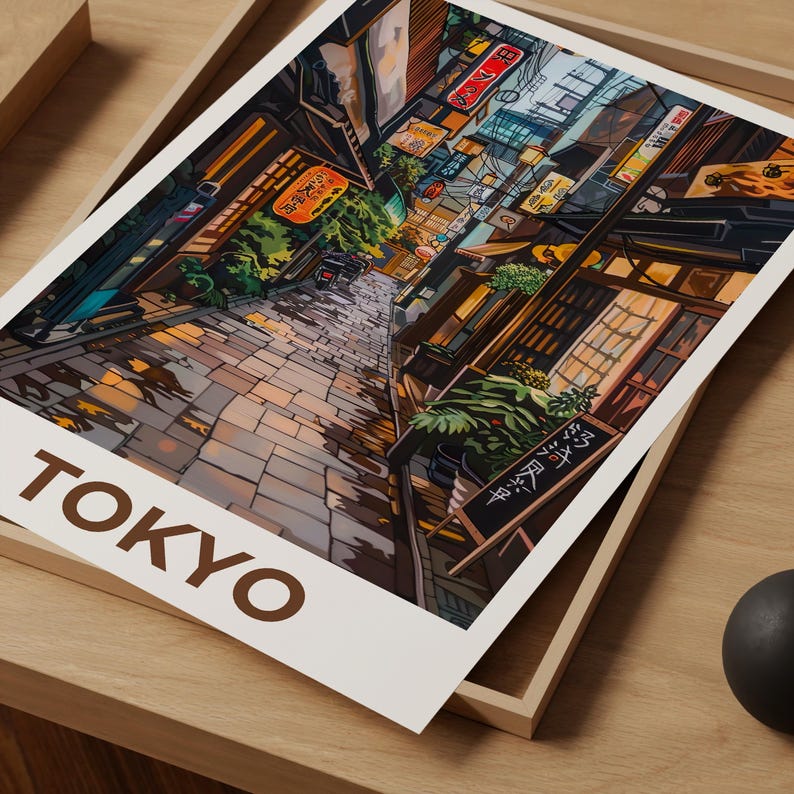 Tokyo Travel Print, Japan Poster, Japanese Bar Wall Art, Japan Culture Illustration, City Poster, Home Decor, Birthday Gift
