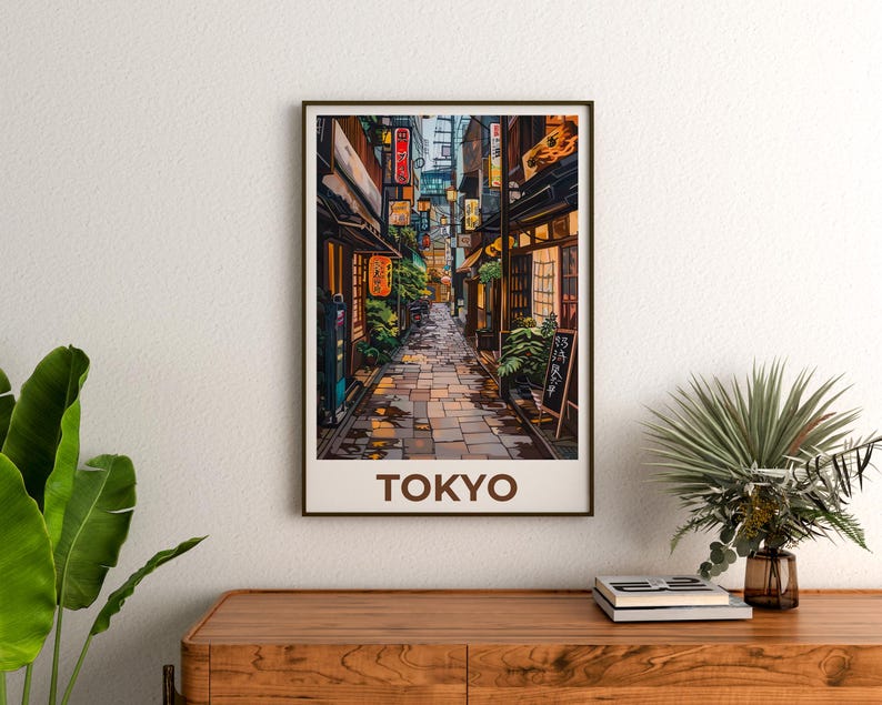 Tokyo Travel Print, Japan Poster, Japanese Bar Wall Art, Japan Culture Illustration, City Poster, Home Decor, Birthday Gift