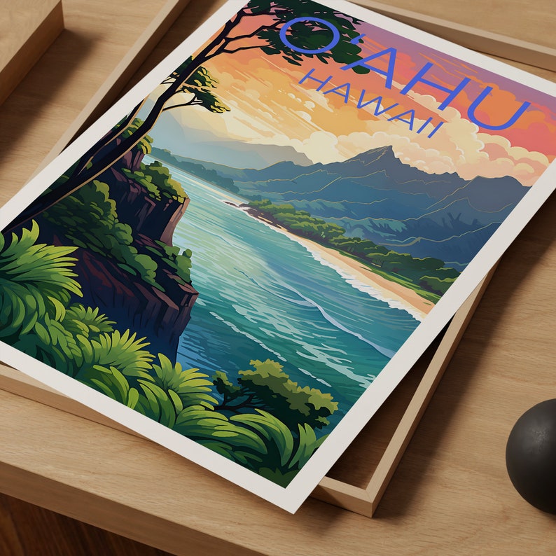 O'ahu Travel Poster, Hawaii Wall Art, Hawaii Print, O'ahu Poster, Oahu Poster, Hawaii Poster, Oahu Print