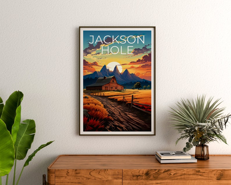 Affiche de Jackson Hole, impression de Grand Teton, art de Grand Teton, impression de Jackson Hole, affiche de voyage de Jackson Hole, affiche du Wyoming, impression du Wyoming