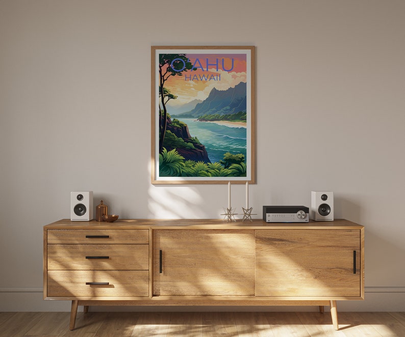 O'ahu Travel Poster, Hawaii Wall Art, Hawaii Print, O'ahu Poster, Oahu Poster, Hawaii Poster, Oahu Print