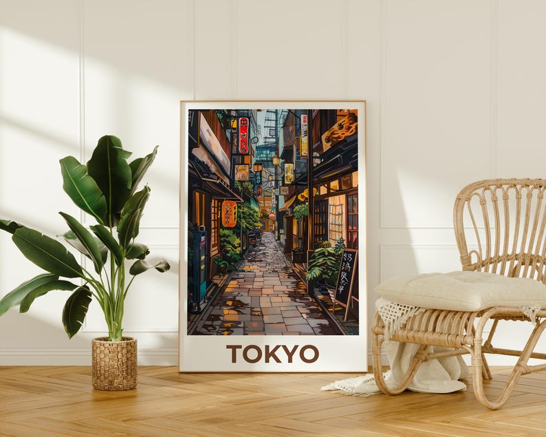 Tokyo Travel Print, Japan Poster, Japanese Bar Wall Art, Japan Culture Illustration, City Poster, Home Decor, Birthday Gift
