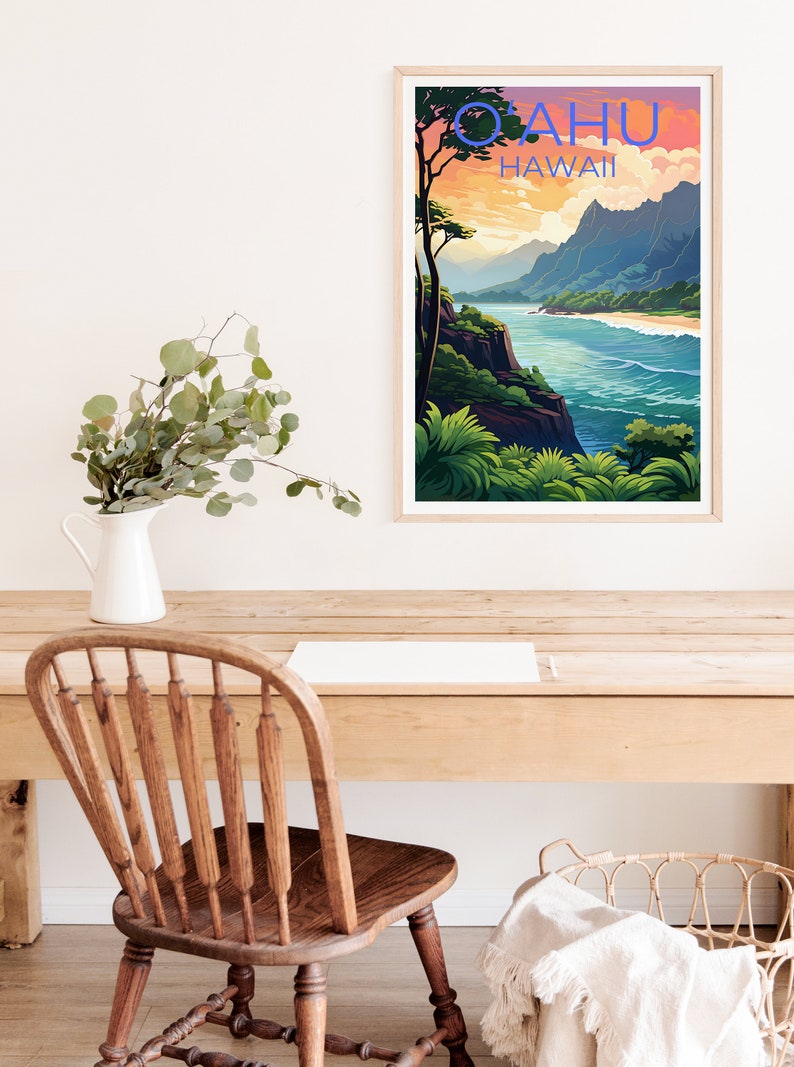 O'ahu Travel Poster, Hawaii Wall Art, Hawaii Print, O'ahu Poster, Oahu Poster, Hawaii Poster, Oahu Print