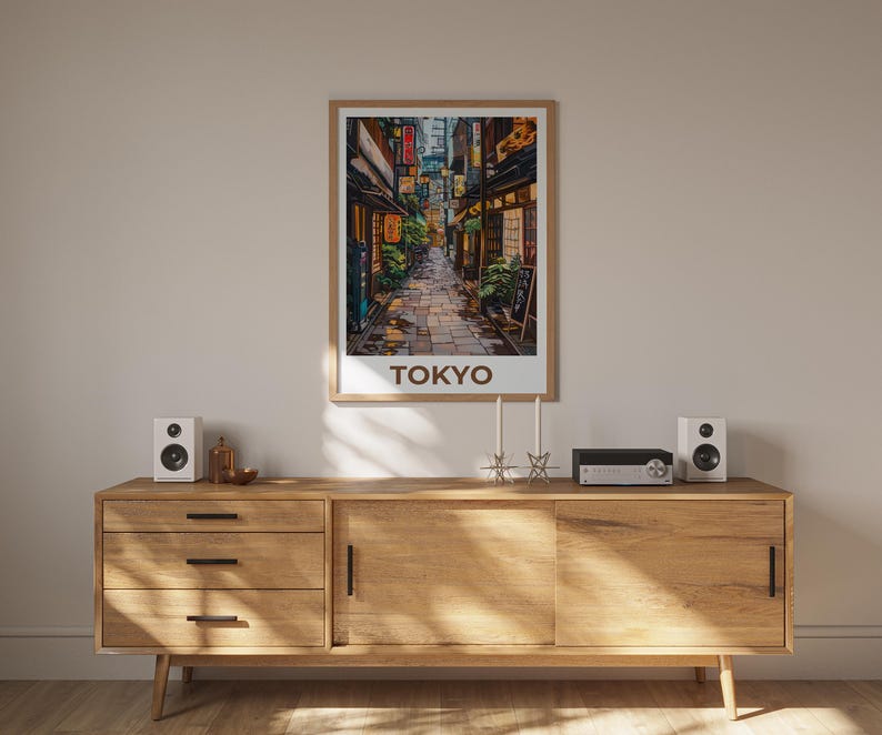 Tokyo Travel Print, Japan Poster, Japanese Bar Wall Art, Japan Culture Illustration, City Poster, Home Decor, Birthday Gift