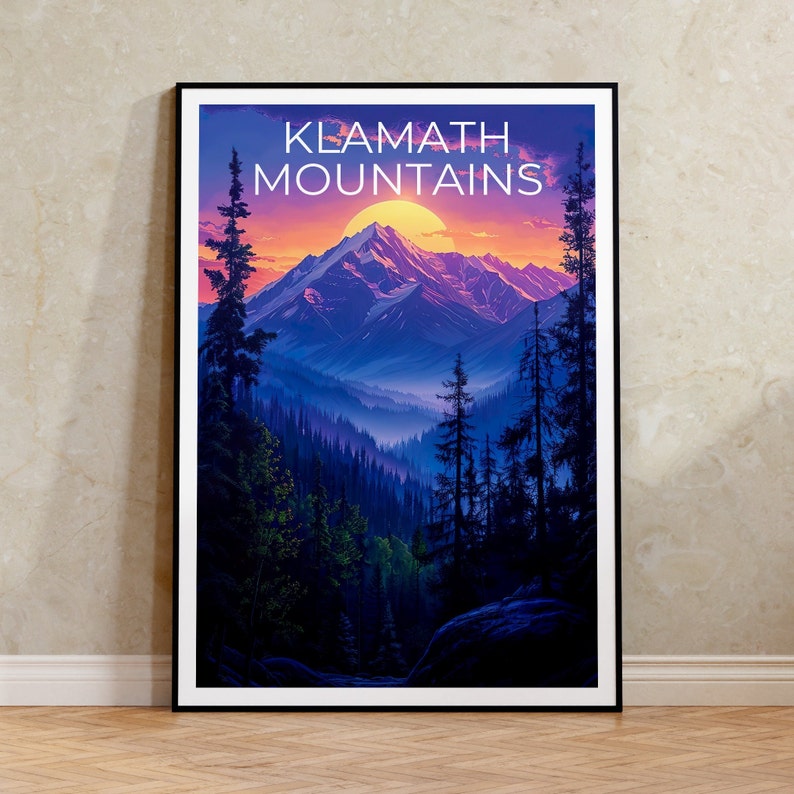 Klamath Mountains Poster, Klamath Mountains Print, California Poster, California Print, California Travel Poster, Klamath Art, Klamath Gift