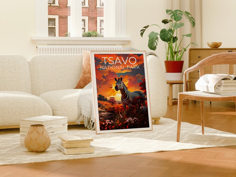 Tsavo National Park Poster, Tsavo Print, Safari Art, Safari Print, Africa Travel Poster, Zebra Poster, Tsavo Wall Art