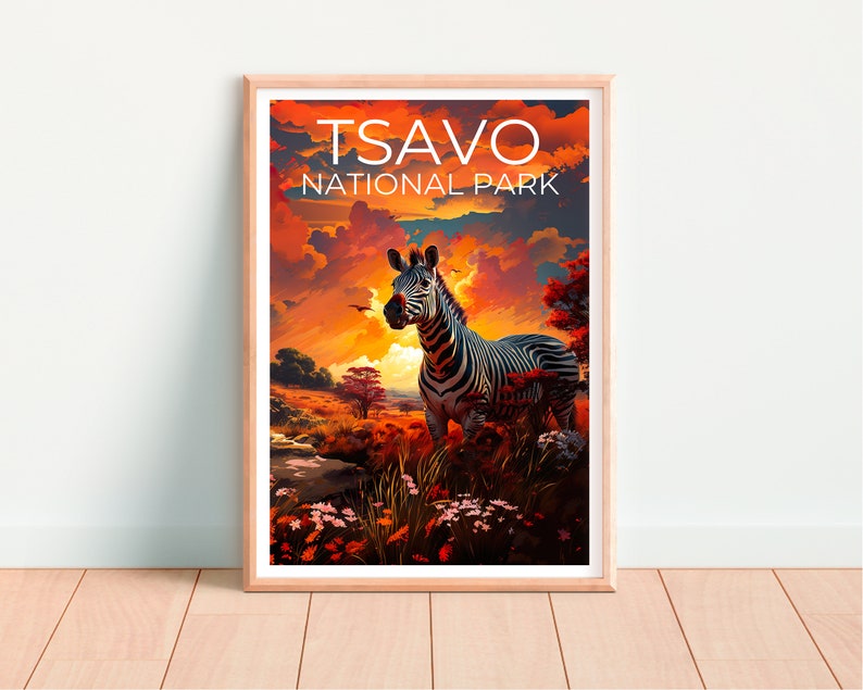 Tsavo National Park Poster, Tsavo Print, Safari Art, Safari Print, Africa Travel Poster, Zebra Poster, Tsavo Wall Art