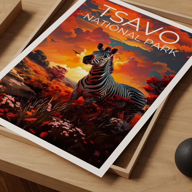 Tsavo National Park Poster, Tsavo Print, Safari Art, Safari Print, Africa Travel Poster, Zebra Poster, Tsavo Wall Art