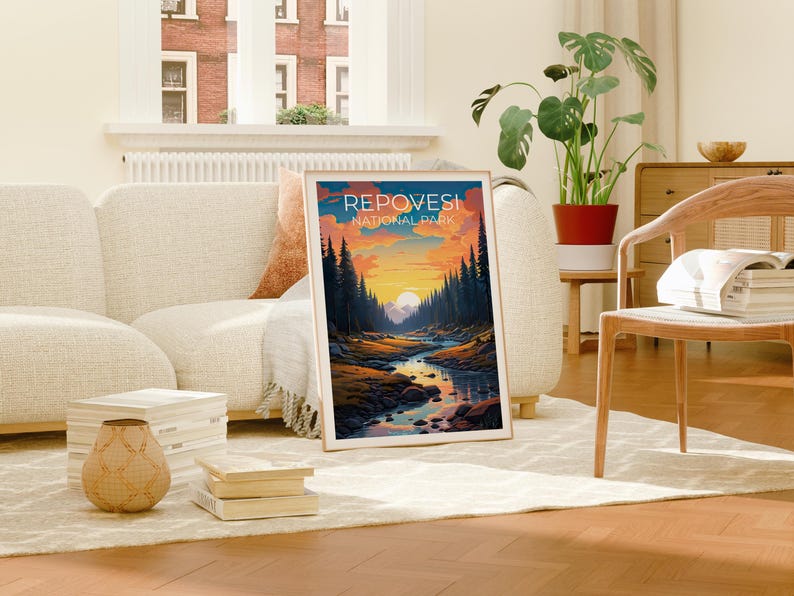 Repovesi National Park Travel Print, Finland Poster, Forest Wall Art, Mountain Illustration, Repovesi Poster, Home Decor, Birthday Gift