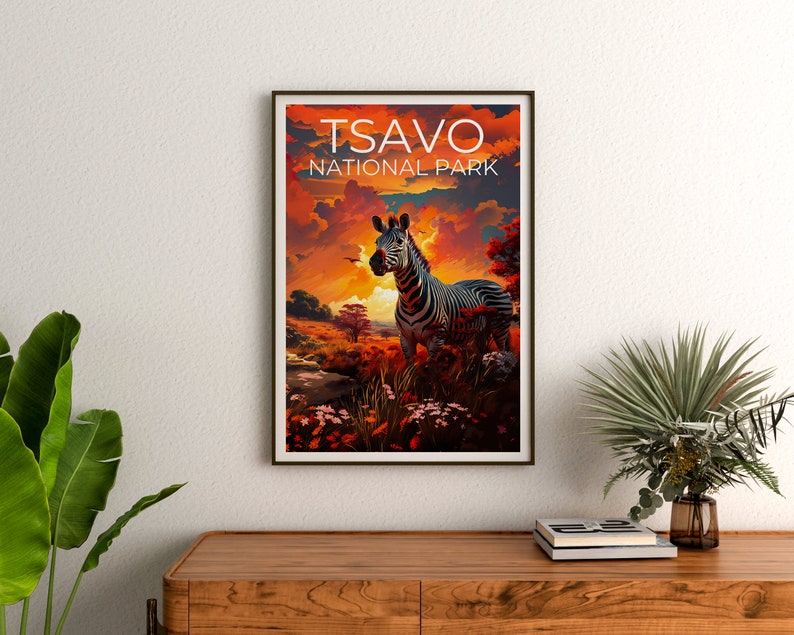 Tsavo National Park Poster, Tsavo Print, Safari Art, Safari Print, Africa Travel Poster, Zebra Poster, Tsavo Wall Art