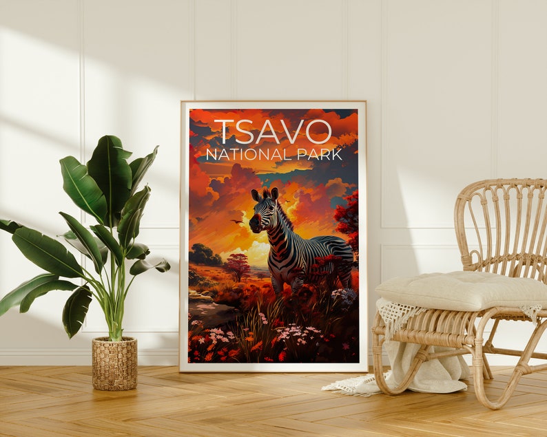 Tsavo National Park Poster, Tsavo Print, Safari Art, Safari Print, Africa Travel Poster, Zebra Poster, Tsavo Wall Art