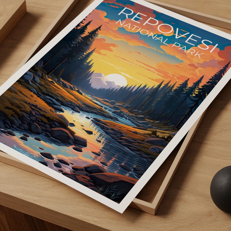 Repovesi National Park Travel Print, Finland Poster, Forest Wall Art, Mountain Illustration, Repovesi Poster, Home Decor, Birthday Gift
